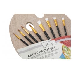 Maler Palette i tr� m. 8 pensler 